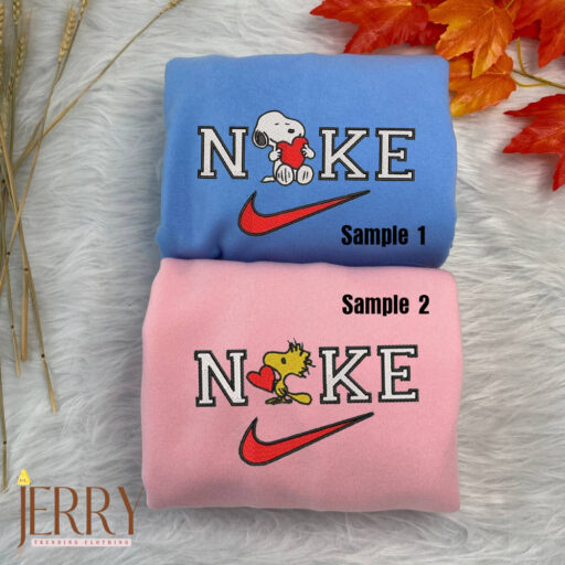 Snoopy And Woodstock Matching Nike Embroidered Sweatshirts