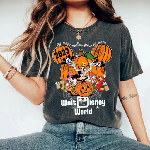 Comfort Colors® Vintage Walt Disney World Halloween Shirt, Disneyworld Halloween 2023 Shirt, Mickey And Friends Halloween Shirt,Disney Shirt