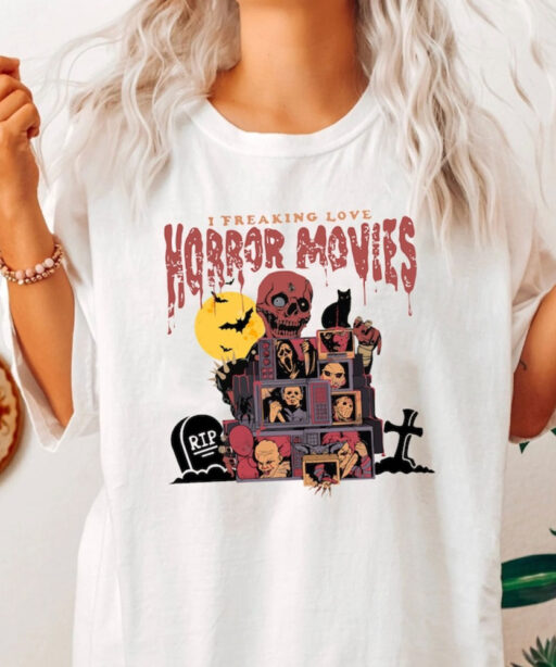 Retro Horror Night Comfort Colors Shirt, Halloween Shirt, Vintage 90s Halloween Movies, Halloween Sweatshirt, Horror Movies Characters Shirt