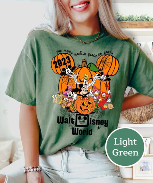 Comfort Colors® Vintage Walt Disney World Halloween Shirt, Disneyworld Halloween 2023 Shirt, Mickey And Friends Halloween Shirt,Disney Shirt