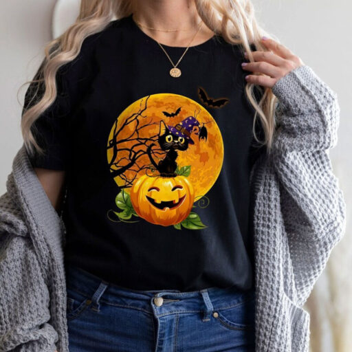 Black Cat With Pumpkin Halloween Shirt, Black Cat Halloween Shirt, Black Cat Vintage Halloween Shirt, Spooky Season Shirt, Fall Sweatshirt