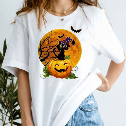 Black Cat With Pumpkin Halloween Shirt, Black Cat Halloween Shirt, Black Cat Vintage Halloween Shirt, Spooky Season Shirt, Fall Sweatshirt