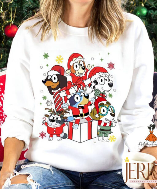 Bluey Christmas Sweatshirt | Bluey And Bingo Xmas Tee | Bluey Family Christmas Shirt | Bluey Family Shirt | Christmas Sweatshirt