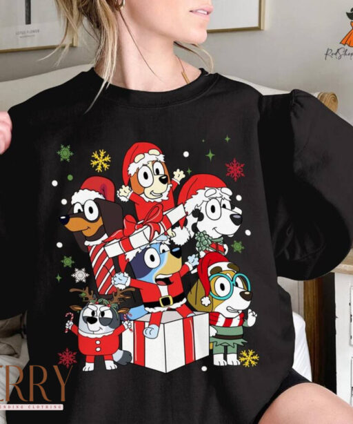 Bluey Christmas Sweatshirt | Bluey And Bingo Xmas Tee | Bluey Family Christmas Shirt | Bluey Family Shirt | Christmas Sweatshirt