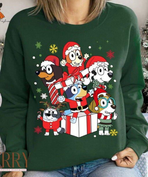Bluey Christmas Sweatshirt | Bluey And Bingo Xmas Tee | Bluey Family Christmas Shirt | Bluey Family Shirt | Christmas Sweatshirt