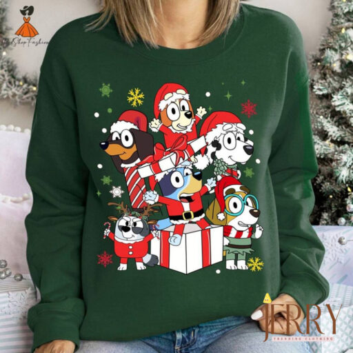 Bluey Family Christmas Shirt | Blue Dog Christmas Shirt | Bluey And Bingo Christmas T-Shirt | Bluey Christmas Tee | Bluey Christmas Shirt