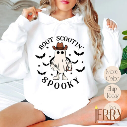 Boot Scootin Spooky Sweatshirt and Hoodie,Halloween Cowboy Ghost Sweatshirt, Western Halloween Sweatshirt, Cute Spooky, Halloween Gift