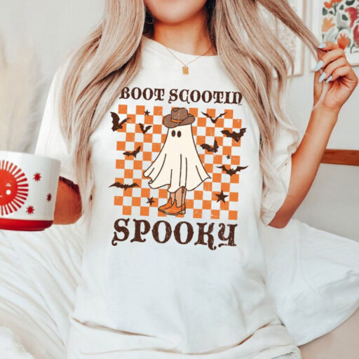 Boot Scootin Spooky Sweatshirt and Hoodie, Halloween Shirt ,Cowboy Ghost Shirt, Western Halloween Shirt, Cute Spooky Shirt, Halloween Gift