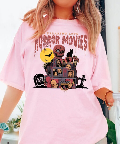 Retro Horror Night Comfort Colors Shirt, Halloween Shirt, Vintage 90s Halloween Movies, Halloween Sweatshirt, Horror Movies Characters Shirt