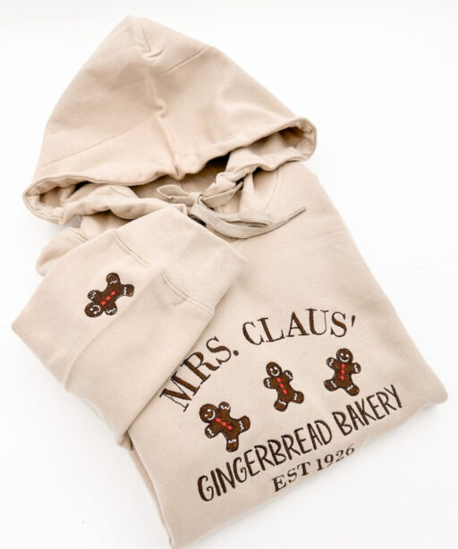 Christmas Embroidery Crewneck jumper,Mrs Claus gingerbread barkey sweatshirt, christmas gift