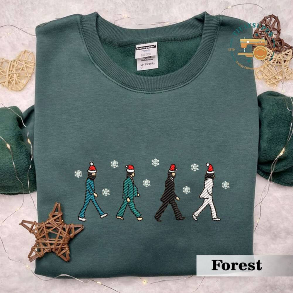 Christmas Music Band Embroidered Unisex Sweatshirt, Christmas Embroidered Sweatshirt, Crewneck Sweatshirt, Cute Embroidered Sweatshirt