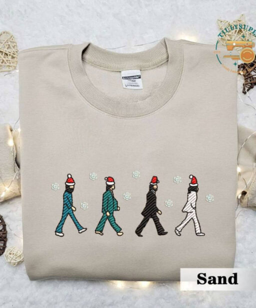 Christmas Music Band Embroidered Unisex Sweatshirt, Christmas Embroidered Sweatshirt, Crewneck Sweatshirt, Cute Embroidered Sweatshirt