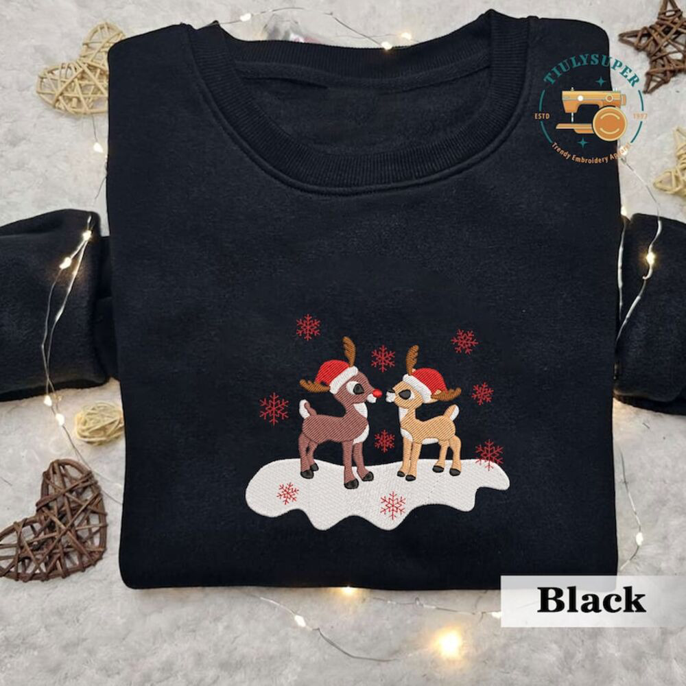 Christmas Rudolph and Clarice Embroidered Sweatshirt, Christmas Crewneck Sweatshirt, Great Custom Gift, Classic Christmas TV Movie