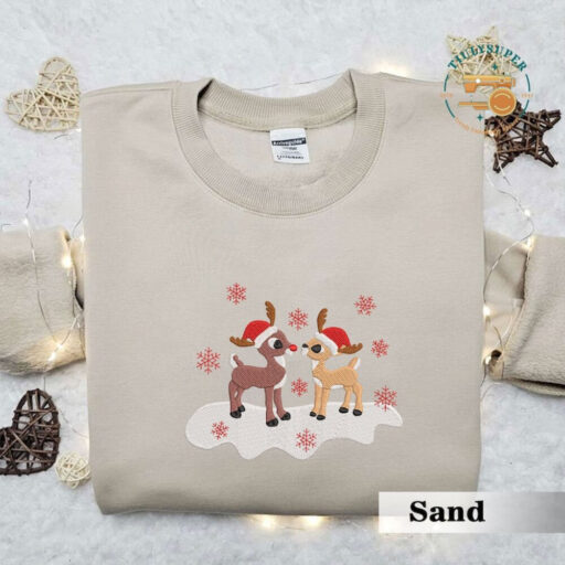 Christmas Rudolph and Clarice Embroidered Sweatshirt, Christmas Crewneck Sweatshirt, Great Custom Gift, Classic Christmas TV Movie