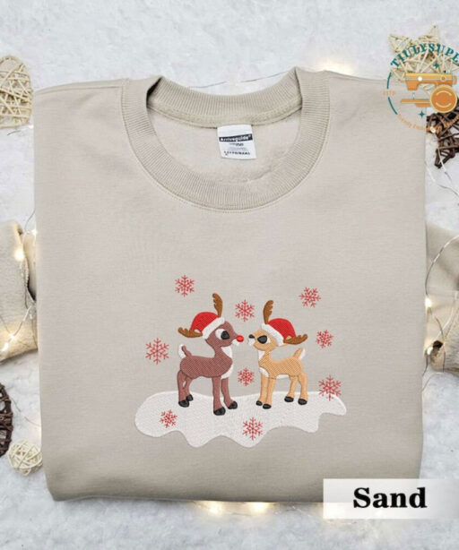 Christmas Rudolph and Clarice Embroidered Sweatshirt, Christmas Crewneck Sweatshirt, Great Custom Gift, Classic Christmas TV Movie