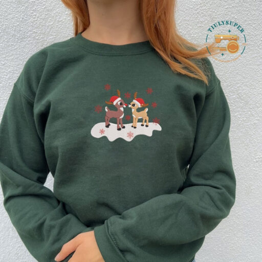 Christmas Rudolph and Clarice Embroidered Sweatshirt, Christmas Crewneck Sweatshirt, Great Custom Gift, Classic Christmas TV Movie