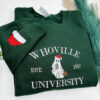 Christmas Whoville University Embroidered Sweatshirt, Christmas Crewneck, Christmas Jumper, Christmas Hoodie,Xmas Gift, Retro Jumper, Xmas