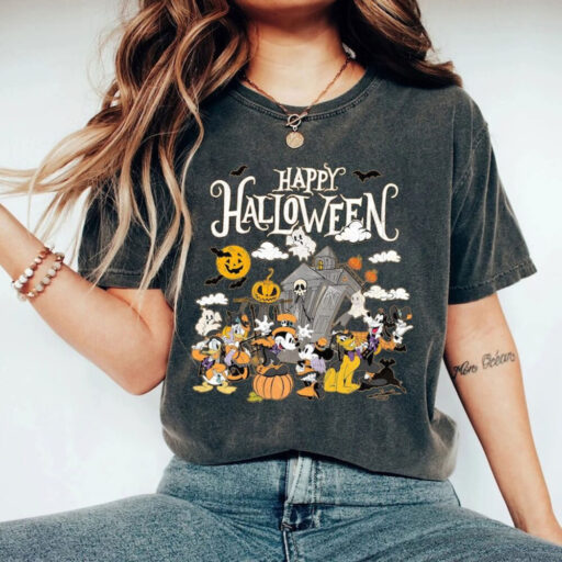 Comfort Color Disney Halloween 2023 Shirt, Mickey & Friend Halloween Shirt, Disney Halloween Skeleton Shirt, Halloween 2023 Matching Shirt