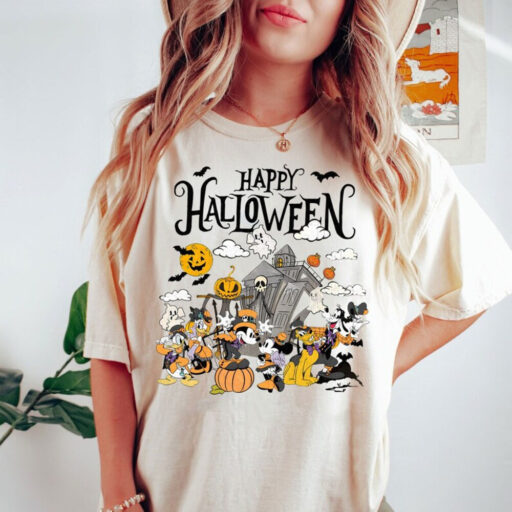 Comfort Color Disney Halloween 2023 Shirt, Mickey & Friend Halloween Shirt, Disney Halloween Skeleton Shirt, Halloween 2023 Matching Shirt