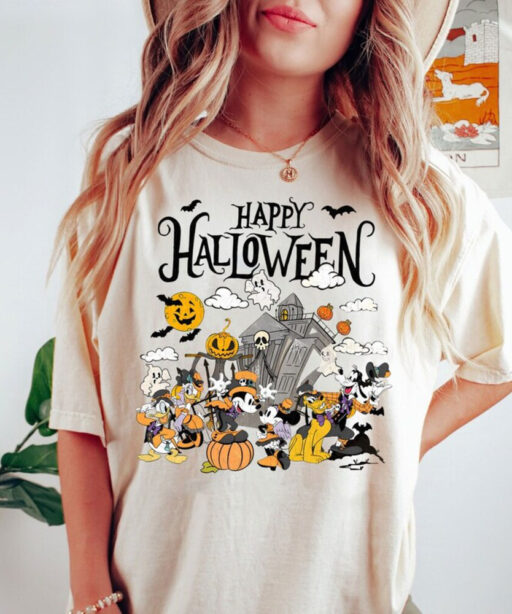 Comfort Color Disney Halloween 2023 Shirt, Mickey & Friend Halloween Shirt, Disney Halloween Skeleton Shirt, Halloween 2023 Matching Shirt
