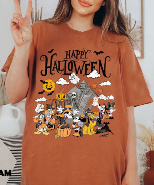 Comfort Color Disney Halloween 2023 Shirt, Mickey & Friend Halloween Shirt, Disney Halloween Skeleton Shirt, Halloween 2023 Matching Shirt