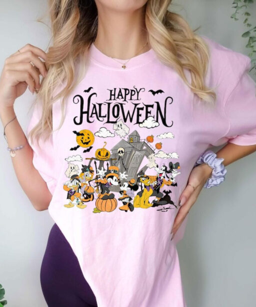 Comfort Color Disney Halloween 2023 Shirt, Mickey & Friend Halloween Shirt, Disney Halloween Skeleton Shirt, Halloween 2023 Matching Shirt