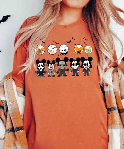 Comfort Color Disney Horror Friends Shirt, Disney Horror Nights, Disney Halloween Shirt,Horror Fan Shirt, Disney Family Tee,Horror Halloween