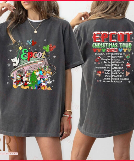 Comfort Color Epcot Christmas Tour 2023 Shirt, Epcot Christmas Tee, Disney Christmas Family Shirt, Disneyland Christmas Shirt, Epcot Shirt