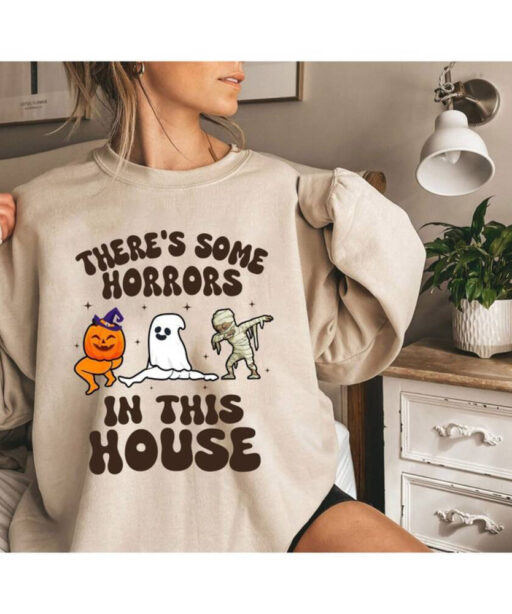 Comfort Color Funny Halloween Sweatshirt, There's Some Horrors In This House Sweatshirt, Funny Pumpkin Shirt, Spooky Season Shirt, Funny Tee