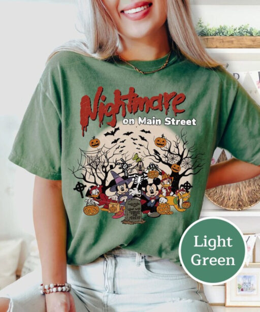 Comfort Color Nightmare On The Main Street Shirt, Disney Halloween 2023 Shirt, Disney Halloween Matching Shirt,Mickey And Friends Halloween