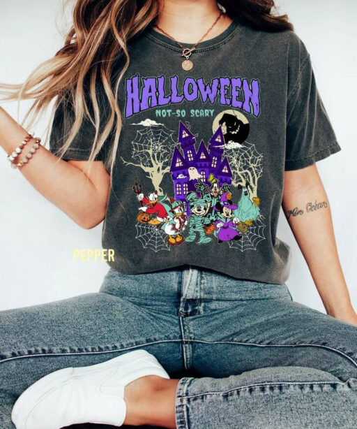 Comfort Color Vintage Disney Halloween Shirt, Oogie Boogie Sweatshirt, Mickey And Friends Pumpkin, Mickey Not So Scary Halloween Party 2023