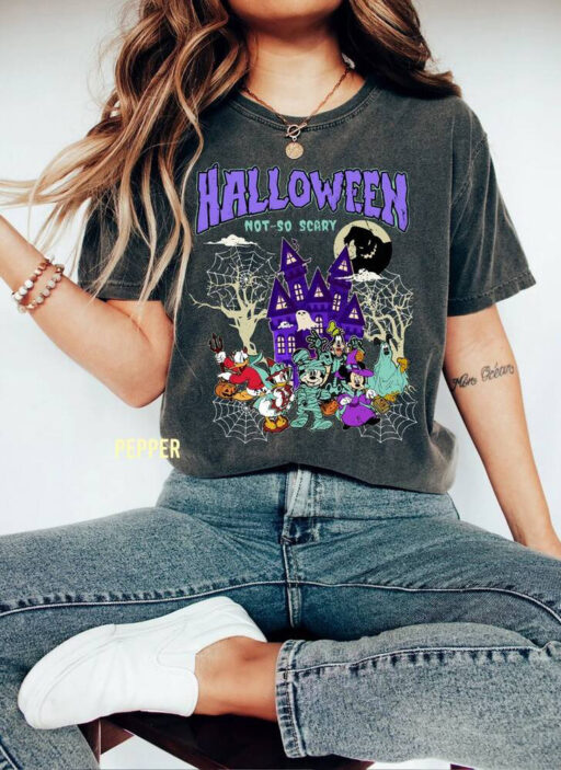 Comfort Color Vintage Disney Halloween Shirt, Oogie Boogie Sweatshirt, Mickey And Friends Pumpkin, Mickey Not So Scary Halloween Party 2023