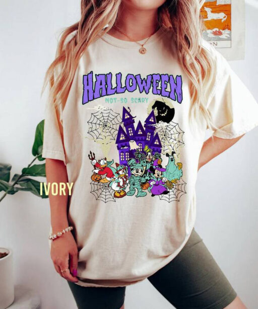 Comfort Color Vintage Disney Halloween Shirt, Oogie Boogie Sweatshirt, Mickey And Friends Pumpkin, Mickey Not So Scary Halloween Party 2023