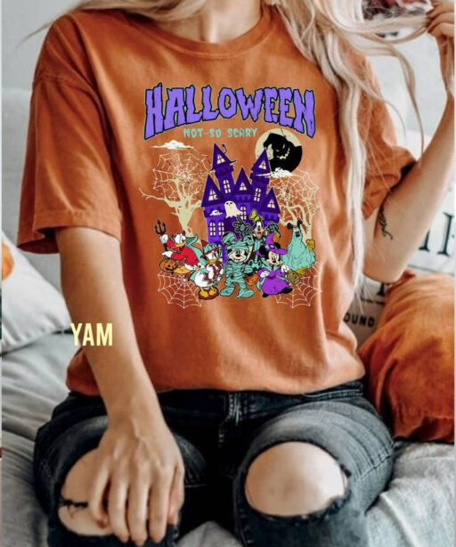 Comfort Color Vintage Disney Halloween Shirt, Oogie Boogie Sweatshirt, Mickey And Friends Pumpkin, Mickey Not So Scary Halloween Party 2023