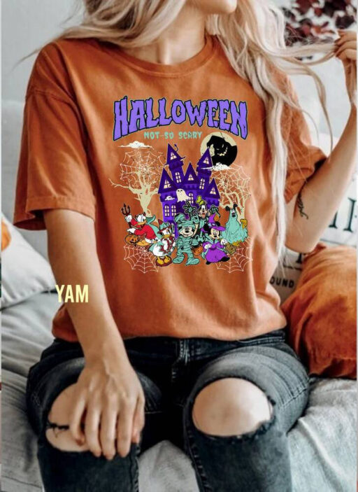 Comfort Color Vintage Disney Halloween Shirt, Oogie Boogie Sweatshirt, Mickey And Friends Pumpkin, Mickey Not So Scary Halloween Party 2023