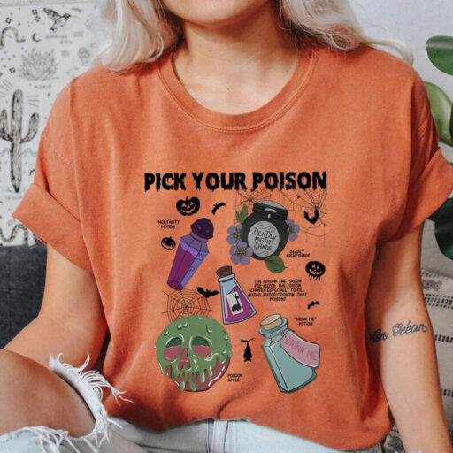 Comfort Color Vintage Retro Pick Your Poison Disney Halloween Shirt, Disneyland Villain Halloween Comfort Colors Shirt,Disney Villains shirt