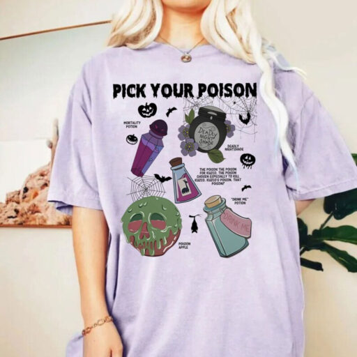 Comfort Color Vintage Retro Pick Your Poison Disney Halloween Shirt, Disneyland Villain Halloween Comfort Colors Shirt,Disney Villains shirt