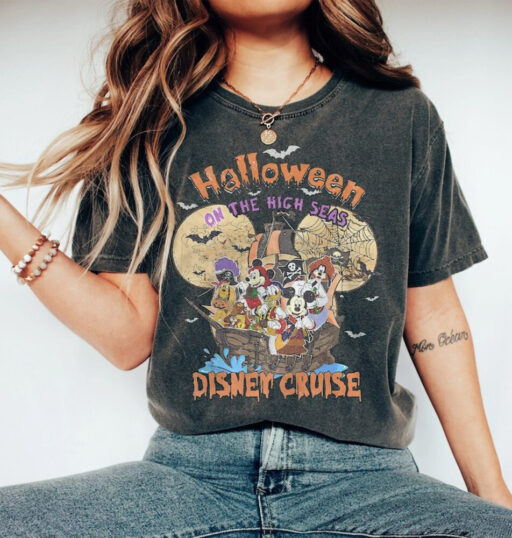 Comfort Colors Disney Halloween On The High Seas 2023 Shirt, Disney Halloween Vintage Shirt, Disney Cruise Halloween Shirt, Happy Halloween