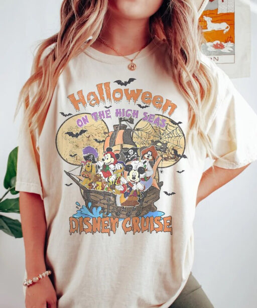 Comfort Colors Disney Halloween On The High Seas 2023 Shirt, Disney Halloween Vintage Shirt, Disney Cruise Halloween Shirt, Happy Halloween