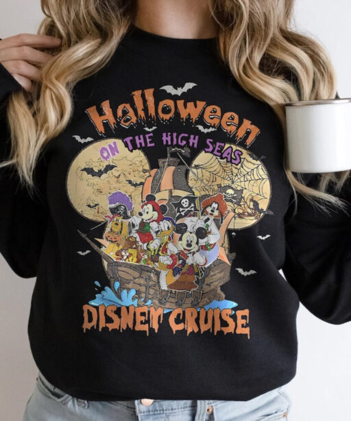 Comfort Colors Disney Halloween On The High Seas 2023 Shirt, Disney Halloween Vintage Shirt, Disney Cruise Halloween Shirt, Happy Halloween