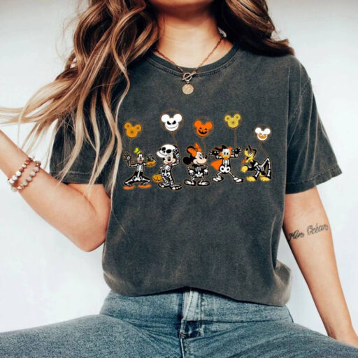 Comfort Colors Disney Halloween Skeleton Shirt, Disney Halloween 2023 Matching Shirt, Disney Balloon Shirt, Mickey Minnie and Friends Shirt