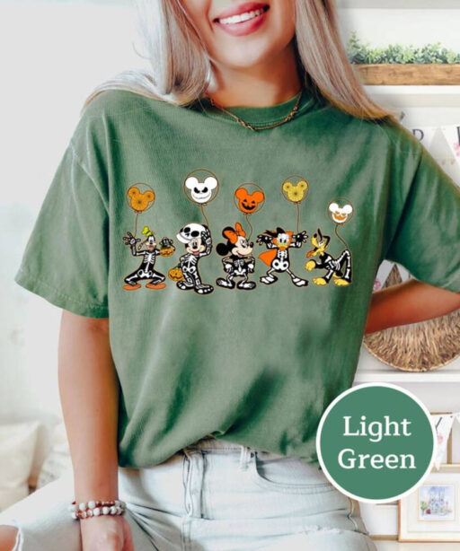 Comfort Colors Disney Halloween Skeleton Shirt, Disney Halloween 2023 Matching Shirt, Disney Balloon Shirt, Mickey Minnie and Friends Shirt