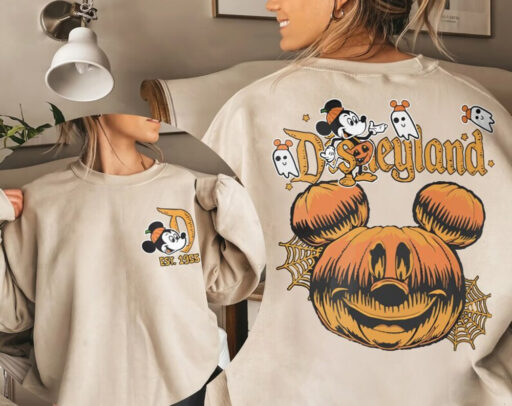 Comfort Colors Retro Disneyland Halloween Two Side Shirt, Disneyworld Two Side Halloween Sweater, Halloween Trip Matching Tee, Spooky Season