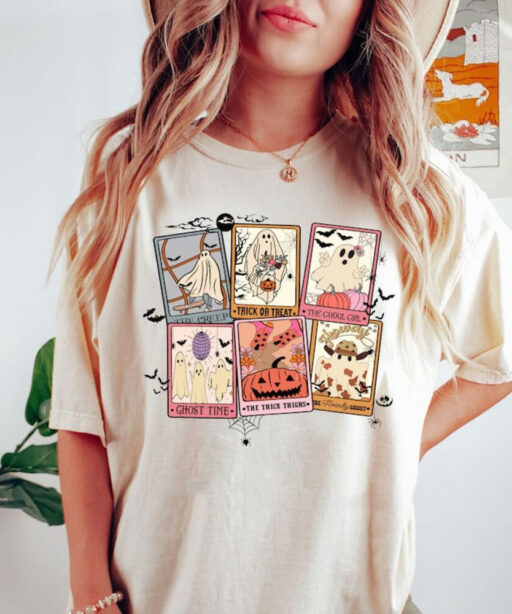 Comfort Colors Retro Halloween Ghost Tarot Card Shirt, Retro Halloween Shirt, Retro Western Shirt, Halloween Shirt, Spooky Season Shirt