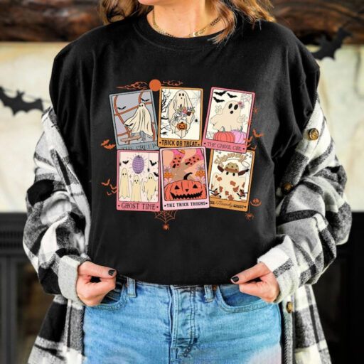 Comfort Colors Retro Halloween Ghost Tarot Card Shirt, Retro Halloween Shirt, Retro Western Shirt, Halloween Shirt, Spooky Season Shirt