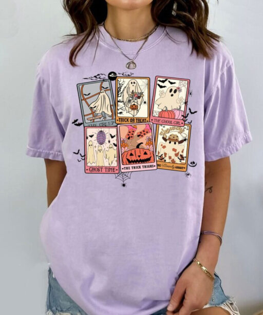 Comfort Colors Retro Halloween Ghost Tarot Card Shirt, Retro Halloween Shirt, Retro Western Shirt, Halloween Shirt, Spooky Season Shirt