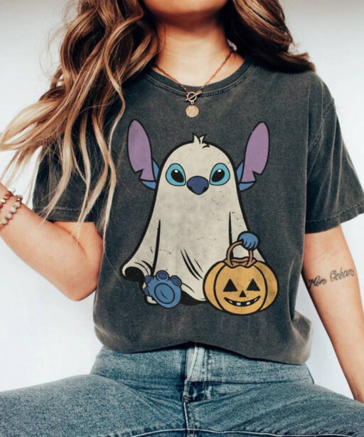 Comfort Colors Stitch Ghost Halloween Shirts, Retro Stitch Pumpkin Halloween Sweatshirt, Mickey's Not So Scary Disney Halloween Party 2023