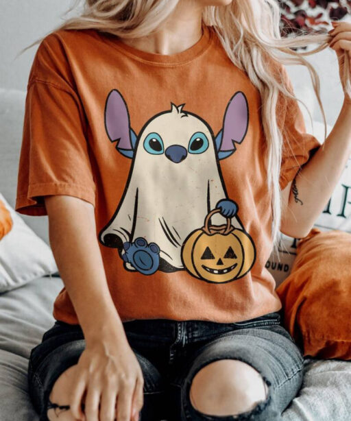 Comfort Colors Stitch Ghost Halloween Shirts, Retro Stitch Pumpkin Halloween Sweatshirt, Mickey's Not So Scary Disney Halloween Party 2023