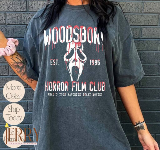 Comfort Colors Woodsboro Horror Club Shirt, Horror Film Club Shirt, Scary Halloween Shirt, Spooky Season Shirt, Scream Ghost Shirt