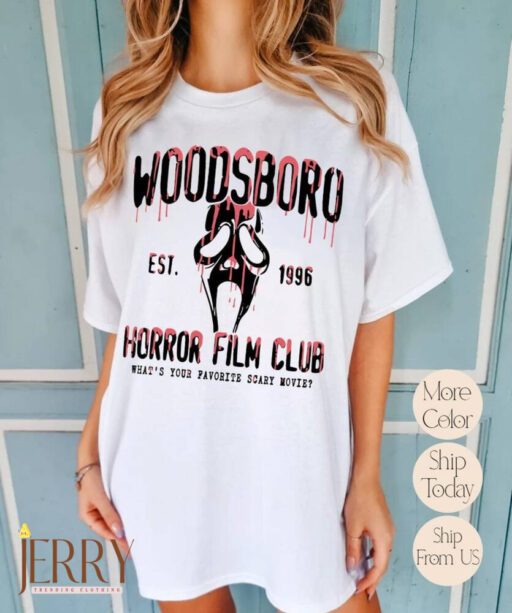 Comfort Colors Woodsboro Horror Club Shirt, Horror Film Club Shirt, Scary Halloween Shirt, Spooky Season Shirt, Scream Ghost Shirt